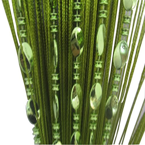 Tangpan 100cmx200cm Deorative Bright Buttons Beaded Door Curtain Room Divider Window Fly Screen Color Green
