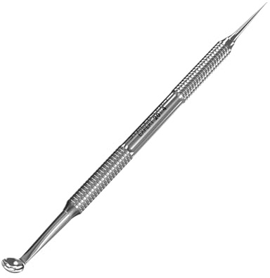 Staleks Pro Cosmetology Double-Ended Tool Expert 20 Type 4 – Uno Spoon & Vidal Needle – Stainless Steel Blackhead Remover – Pimple Extractor Tool