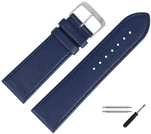 MARBURGER Uhrenarmband 28mm Leder Glatt Mit Naht - Werkzeug Montage Set 75928