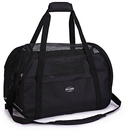 BabycarePro transporttas voor huisdieren voor honden & katten Comfort airline goedgekeurde reisetote zacht-zijdig tas met Mat, m, zwart
