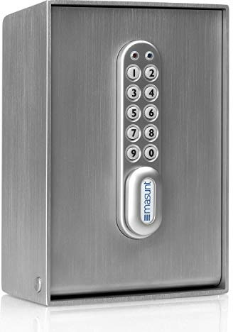 masunt Caja fuerte de llaves 2120 E Code | innovadora asignación de códigos online a distancia | caja fuerte de llaves electrónica de acero inoxidable V2A macizo | resistente a la intemperie Plata