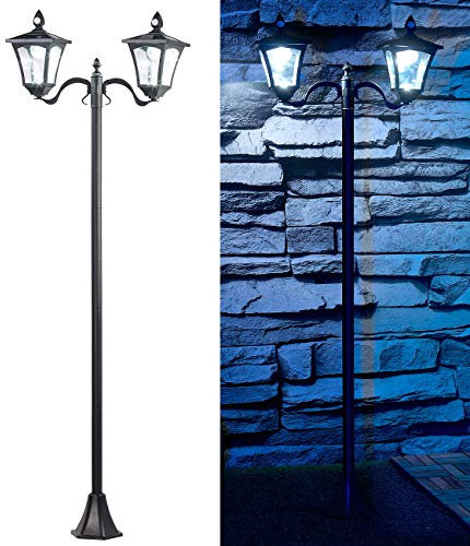 Royal Gardineer Solar Gartenlampe: Solar-LED-Gartenlaterne, 2 flammig, PIR- & Dämmerungssensor, 200 Lumen (Laterne Bewegungsmelder, Laternen Bewegungsmelder, Lampe Bewegung)