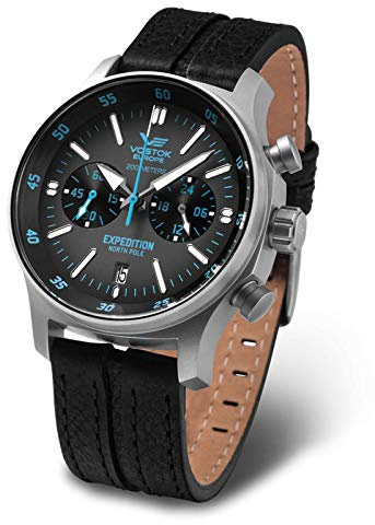 Vostok Expedition Compact Montre Homme Analogique Quartz avec Bracelet Cuir VK64-592A561