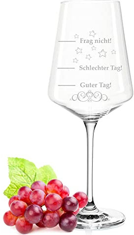 Leonardo Puccini Weinglas mit Gravur - Schlechter Tag, Guter Tag, Frag nicht! - Riesen XXL Stimmungsglas mit Spruch - 750 ml - Geschenk für Weinliebhaber - Originelle Geschenkidee für Sie & Ihn