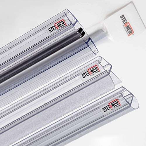 STEIGNER Duschdichtung UK03 100cm (1 Stk.) Transparent für Duschtür 6-8 mm - Set mit 2x Magnetdichtung UKM02 200cm für Duschtüren 180° + Dichtung UK07 200cm - Perfekte Passform, Ästhetisches Finish