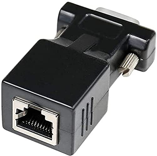 DTECH DB9 RS232 to RJ45 Serial Adapter Male to Female | S232 Male to RJ-45 CAT5 CAT6 Female Ethernet Converter Compatible with Standard 9 Pin RS-232 Devices