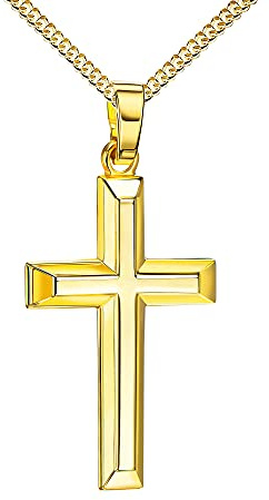 JEVELION Kreuz-Anhänger 333 Gold für Damen und Herren Hochglanz poliert mit 3D-Effekt als Ketten-Anhänger + Schmuck-Etui