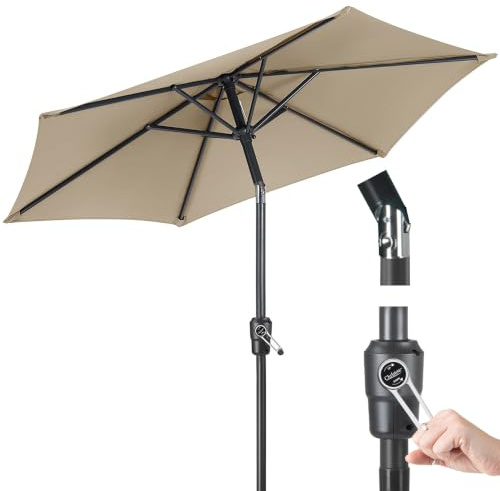 CHRISTOW Tilting Garden Parasol Umbrella UV Protective Polyester Canopy With Crank Handle