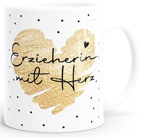 SpecialMe® Kaffee-Tasse Herz Danke Geschenk Lieblingsmensch Alltagsheld Berufe Spruch Schrift Weiss Keramik-Tasse