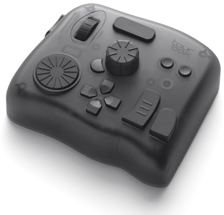 TourBox Elite, Bluetooth-Controller für Video-und Foto-Bearbeitung, digitales Zeichnen, professionelle Kreativ-Konsole für Adobe DaVinci Krita, Mac&PC, inkl. Vollständig anpassbare Software, Rauchgrau