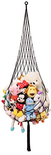 Makramee-Stofftier-Netz-Hängematte, kleine Plüschtiere, große Eck-Wandbehang-Organizer für Kinder, böhmische gewebte Dekor-Display Kuscheltiere Netz