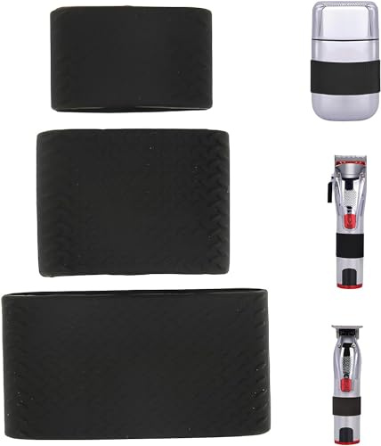 3 pièces, noir, poignée antidérapante en silicone résistante à la chaleur pour tondeuse à cheveux, manchon de barbier couvre-cheveux tapis