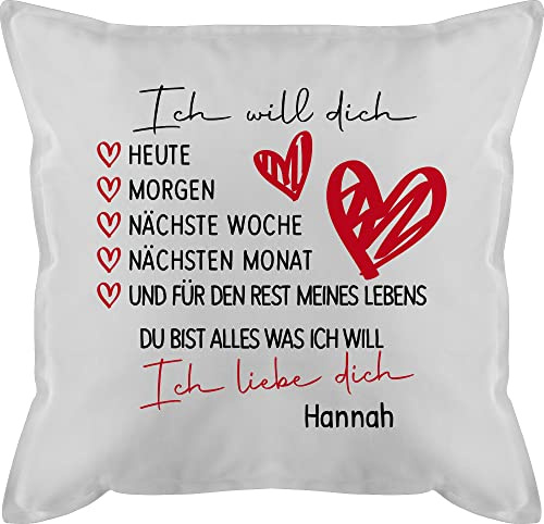Kissen 50x50 - Partner Ideen - Ich Will Dich Heute Morgen nächste Woche I Ich Liebe Dich Geschenk Paar Geschenke - 50 x 50 cm - Weiß - Boyfriend Pillow partnerkisen Valentinstag Love männerkissen