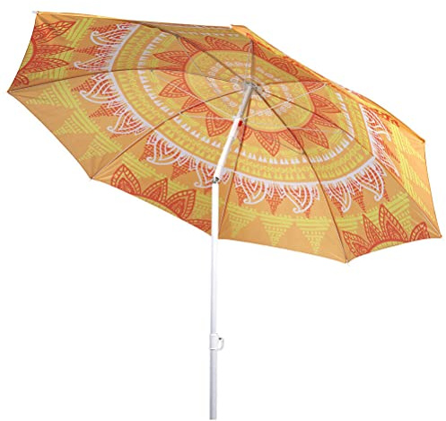 Faboer 1.9M Garden Mandala Umbrella Tilt Outdoor UV Protection Sun Shade Canopy Outdoor Patio Tilted Umbrella