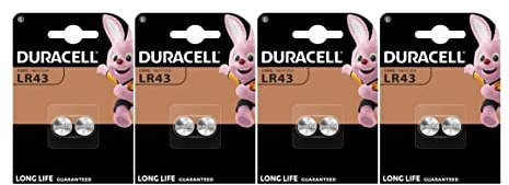 8 x Duracell LR43 186 V12GA (4 Blister à 2 Batterien) 8 Batterien