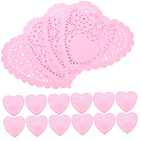 UPKOCH Napperons en Papier en Forme de Cœur pour La Saint-valentin Design Vintage Lot de 100 Pièces Dessous de Verre pour Fête de Mariage Boissons