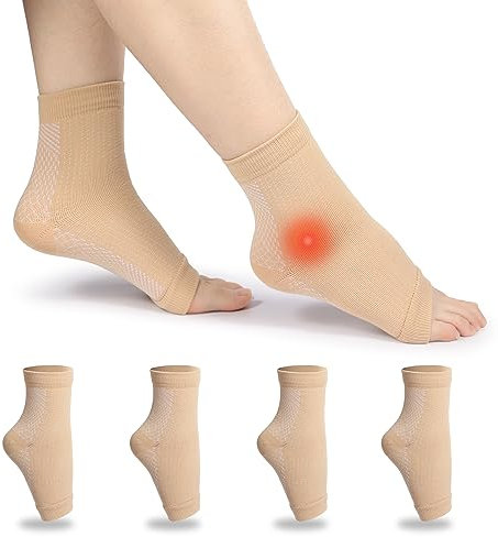 MILAIUN 4 Paar Sprunggelenkbandage, Orthopädische Kompressionsstrümpfe, Plantarfasziitis Socken, Neuropathie Knöchelbandage für Herren und Damen, Fußbandage für Arthritis, Verstauchte (Farbe, M)