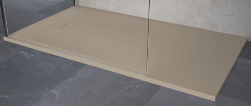 Novellini Novosolid Piatto Doccia Misura 100x80 Spessore 3,5 cm Colore Corda Resina Bagno Installazione Appoggio Filo Pavimento Tagliabile Sagomabile Riparabile Slim Sottile Ultrapiatto Copripiletta