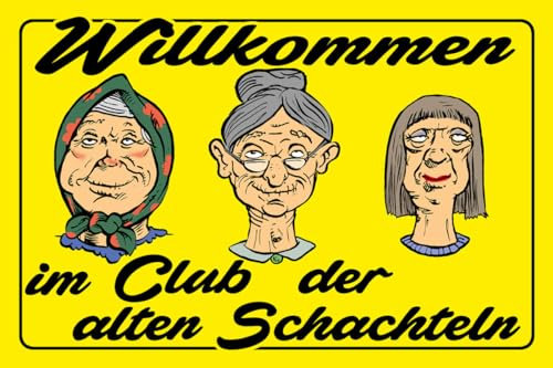 mrdeco Metall Schild 12x18cm gewölbt Club der alten Schachteln Oma Schild