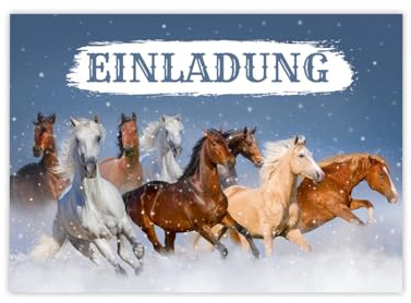 Minkocards 12 Einladungskarten zum Kindergeburtstag Mädchen Pferd Pferde Einladungen zum Geburtstag Kinder bunte Geburtstagseinladungen