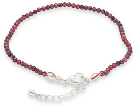 Lebensquelle Plus Granat Armband facettiert I 18+3 cm I Elegantes Edelsteinarmband mit Verschluss