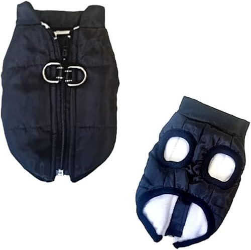 Waterproof Dog Coat (VERY SMALL FIT) Padded Fleece Zip Up Coat Chihuahua Puppy Toy Clothes Teacup Miniature Breeds (Black, TINY XS : Length 24cm X Chest 35cm)