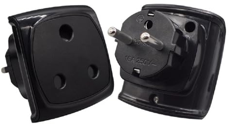 Schuko to South Africa Travel Plug Adapter,Toptekits EU Schuko CEE7/7 Male Plug to South Africa Female Socket Power Adaptor (South Africa to Schuko)