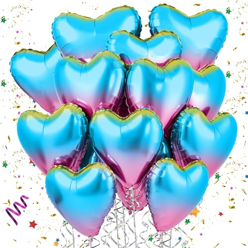 Mbsomnus Farbverlauf Herzluftballons 18 Zoll Folienballon 15 Stück Herz Luftballon Metallic Helium Ballons Hochzeit Große luftballons für Geburtstag Party Valentinstag Verlobung Hochzeit Deko