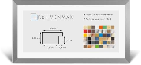 RahmenMax Morena Bilderrahmen Posterrahmen 40x120 cm Farbe Aluminium Gebürstet Dekor 120x40 cm mit weisser Rückwand und Antireflex Acrylglas