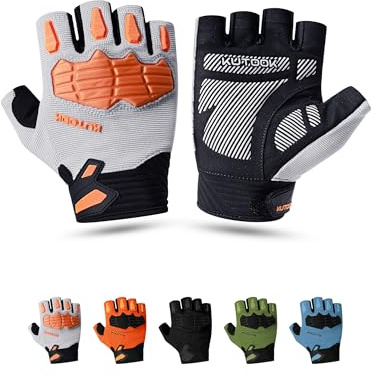 KUTOOK MTB Mountainbike Fahrrad Handschuhe Herren Damen Sommer mit 5mm Palm Pad TPR SCR Protect Touch-Screen Atmungsaktiv KT202