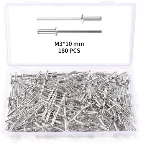 YIXISI 180 Pièces M3x10 mm Rivets Aveugles en Aluminium, Rivets à Bout Ouvert Rivets Pop, Rivets Aveugles à Tête Bombée en Aluminium, pour Métal Bois Plastique