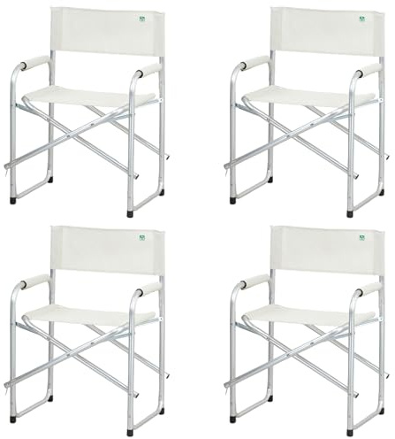 Totò Piccinni Sedia Regista CAMPING BAIA pieghevole in alluminio e textilene resistente robusta leggera con braccioli imbottiti (Beige Set 4 Pezzi)