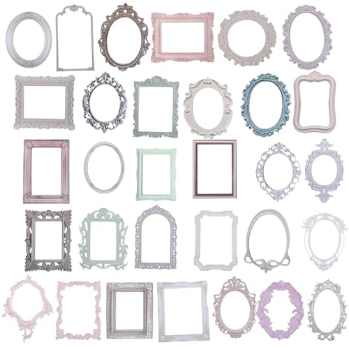 Jeffdad 40PCS Vintage Embossed Frames Scrapbook Paper Hollow Relief Frame Collage Card Notebook DIY Decoration Junk Journal Crafts Journaling Scrapbook Supplies