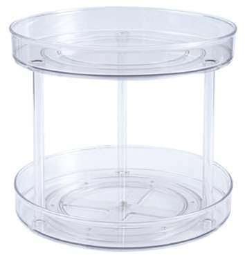 DSDGVDFBV Clear, Portaspezie Girevole A 2 Livelli, Organizer Cucina Giradischi, Piccolo Addensante in Pet Trasparente Carosello Spezie Girevole Barattoli Spezie, Erbe Aromatiche