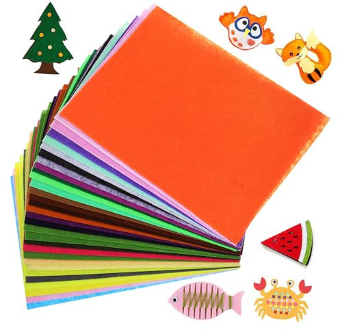 NUOBESTY 60stücke Farbige Filzplatten Dünne Bastelfilz Bögen Für Projekte Näharbeiten Patchwork Und Dekoration Assortierte Farben Für Kreative Bastelarbeiten