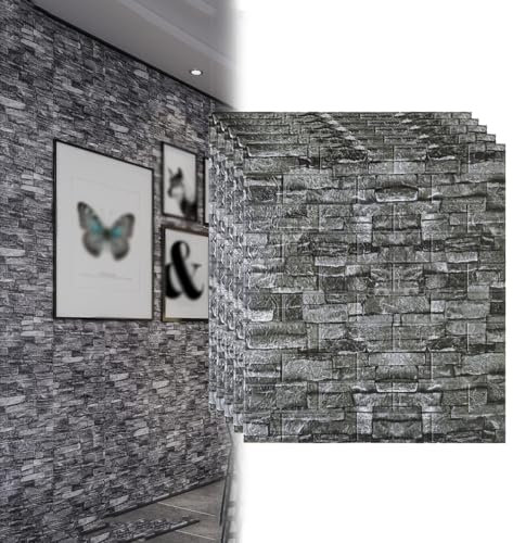 GFLCWYP Panneaux Muraux De Cuisine De 8 mm D'épaisseur Revetement Mural Auto-Adhésifs Anti-Collision Se Décollent Et Se Collent, Papier Peint 3D en Mousse Rétro pour Salon (Paquet De 10)