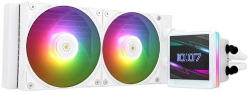 Thermalright Grand Vision 240 ARGB Weiß CPU AIO Kühler,PC 240 Spezifikation Wasserkühler System,IPS LCD-Bildschirm mit 480x480 Auflösung und 3,4 Zoll, für AM5,Intel LGA1700/1851,Hoch Performance Pumpe