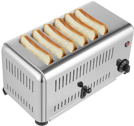 YMAOMAO Máquina para Hornear Pan, tostadora Comercial de Acero Inoxidable, máquina para Hornear Pan de 4 o 6 rebanadas, panificadora eléctrica con función de temporización para panaderías,6slice