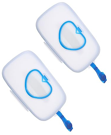 Packung Feuchttücherbox für Babyfeuchttücher, Tragbar, Blau, Pp | Praktische Aufbewahrungsbox, für Unterwegs und Am Kinderbett Nutzbar, Leicht zu Tragen, 2 Stück