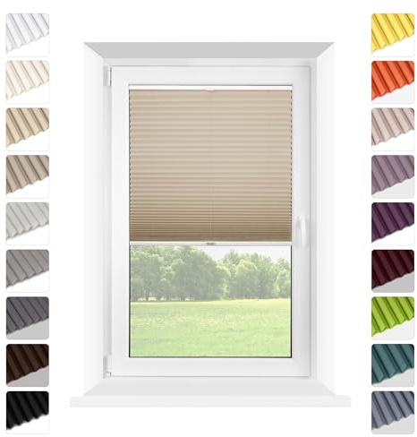 Mardom - Plissee mit Bohren - Halbverdunkelnd für Sonnenschutz - mit Aluminiumschienen - Höhenverstellbare Jalousie für Fenster (Kaschmir, 70 x 150)