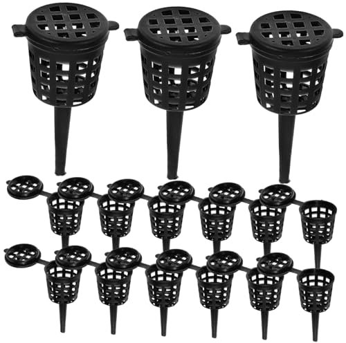 POPETPOP 50pcs Fertilizer Rattan Basket Plant Food Sticks Pant Net Feed with Spikes Pot Aquatic Plant Feeder Plant Growth Apparatus Bonsai Feeding Holder Black