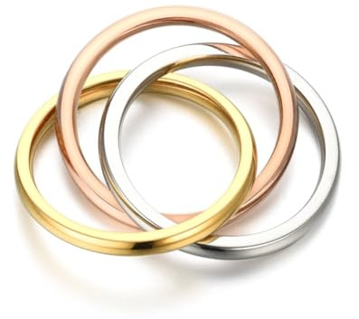 Trinity - Anillo entrelazado de acero inoxidable con símbolo de amor, amistad y familia, Metal