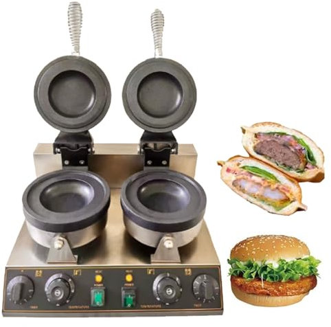 Macchina elettrica per hamburger, macchina per waffle con gelato, pressa elettrica per panini antiaderente, temperatura regolabile 50-300℃ padella antiaderente,Double