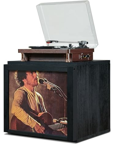 DGWJSU Solid Wood Vinyl Record Storage Box Holds Up To 120 Records, Record Storage Display Window (7″/10″/12″), For Music Corners, Display Collections, Vinyl Storage, Home Theaters, Living Rooms