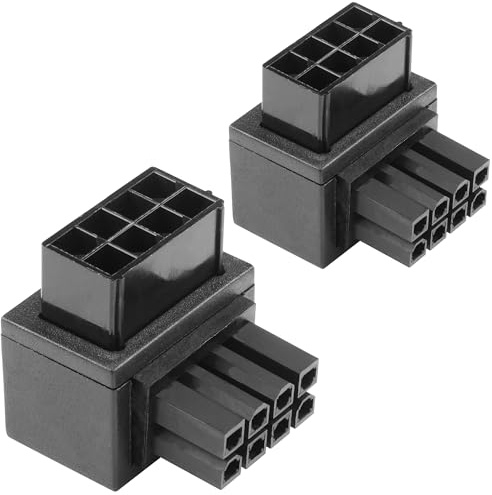 ELFJMZP ATX 8-polige Buchse auf 8-poligen Stecker, 90-Grad-Winkel, Typ A, Adapter für CPU-Stromversorgungsschnittstelle (interne Buchse) von Desktop-Computer-Motherboards, Außenkonvertierung (2er-Pack