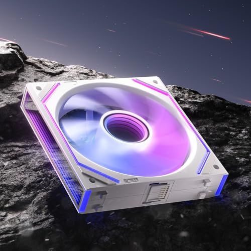 AsiaHorse DAWN Pro RGB PC Lüfter 120MM Gehäuselüfter, ARGB Daisy Chain PC Lüfter [Infinity Mirror] [HDB] 71 CFM/1850 RPM/2.6MMH2O 4 Pin PWN & 5V 3Pin ARGB für Asus Aura ASRock GIGABYTE MSI Weiß