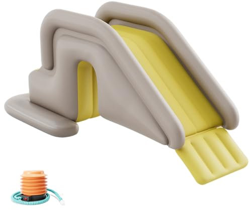 Cndiyald Poolrutsche, 78, 7 x 31, 5 x 33, 5 Zoll PVC PVC aufblasbare Wasserrutsche mit Luftpumpe für Außen-, Innen-, Garten-, Garten-, Gelb-, Schlauch-