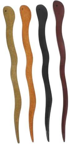 UKCOCO Juego de 4 Palillos Cabello de Madera para Moños, Accesorios Elegantes y Convenientes para Fiesta y Peinados Variados