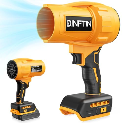 Dinftin Soffiatore per foglie senza spazzole senza fili, compatibile con batteria DeWalt 20 V MAX (solo strumento), 125 MPH 430 CFM, soffiatore turbo a velocità variabile, leggero ventilatore