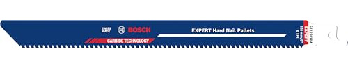 Bosch 10x EXPERT Hard Nail Pallets S1123CHM Sägeblatt (für Stahl, Holz mit Metall, Länge 225 mm, Professional Zubehör Säbelsäge)